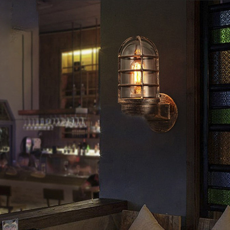 Traditional Vintage Iron Glass 1 - Light Wall Sconce Lamp