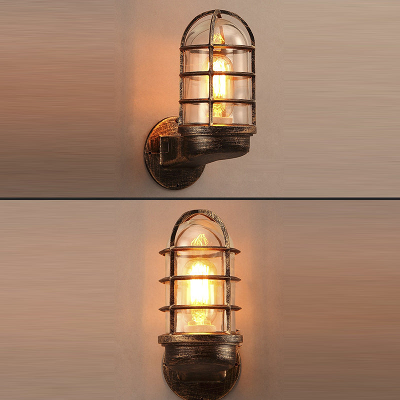 Traditional Vintage Iron Glass 1 - Light Wall Sconce Lamp