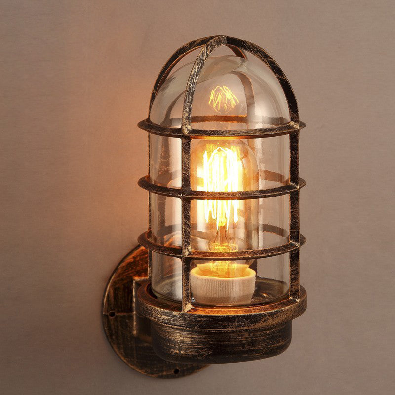 Traditional Vintage Iron Glass 1 - Light Wall Sconce Lamp