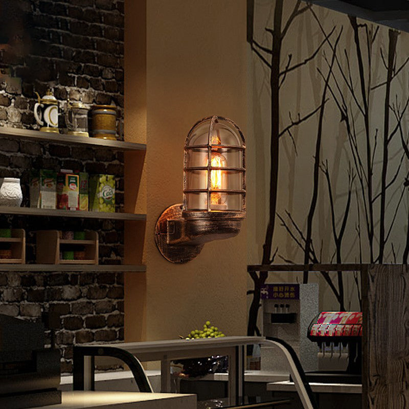 Traditional Vintage Iron Glass 1 - Light Wall Sconce Lamp