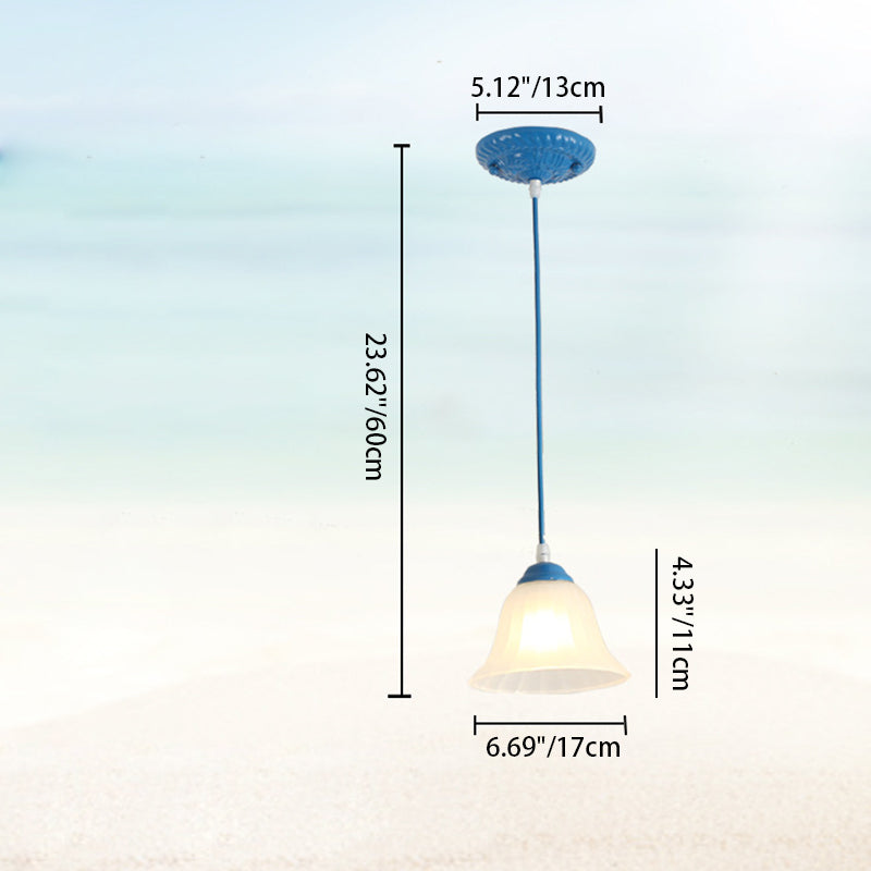 Traditional Tiffany Hardware Glass 1 - Light Pendant Light For Dining Room