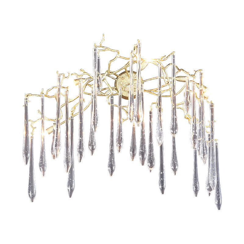 Art Deco Branch Crystal Aluminum 5 - Light Wall Sconce Lamp