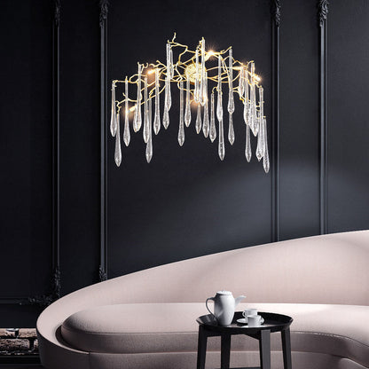 Art Deco Branch Crystal Aluminum 5 - Light Wall Sconce Lamp