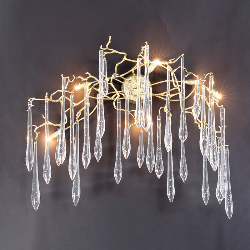 Art Deco Branch Crystal Aluminum 5 - Light Wall Sconce Lamp
