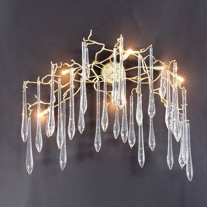 Art Deco Branch Crystal Aluminum 5 - Light Wall Sconce Lamp