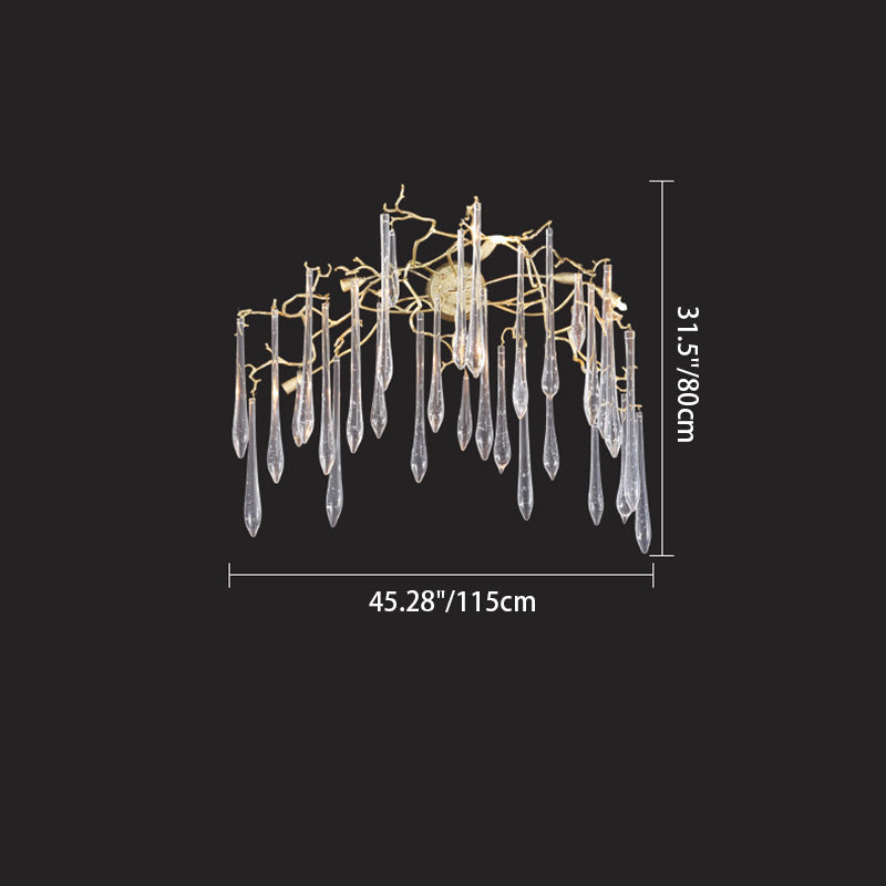 Art Deco Branch Crystal Aluminum 5 - Light Wall Sconce Lamp
