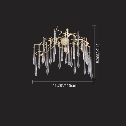 Art Deco Branch Crystal Aluminum 5 - Light Wall Sconce Lamp