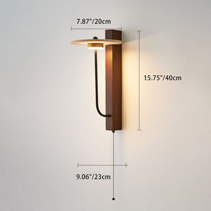 Umbrella Yellow Travertine Solid Wood LED Wall Sconce Lamp