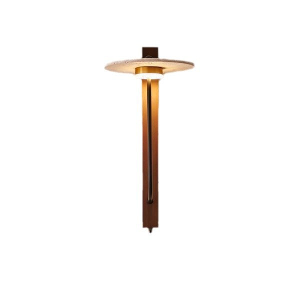 Umbrella Yellow Travertine Solid Wood LED Wall Sconce Lamp
