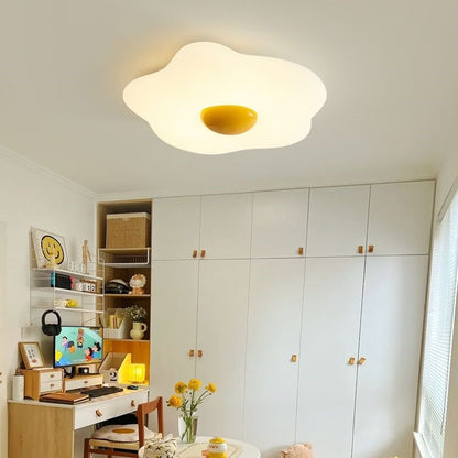 Contemporary Creative Fried Egg Rotational Molding Iron LED Flush Mount Ceiling Light For Living Room