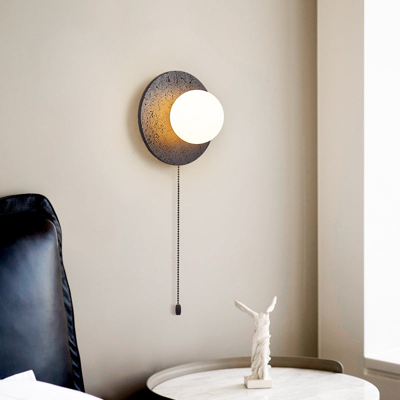 Deco Black Travertine Glass 1 - Light Wall Sconce Lamp