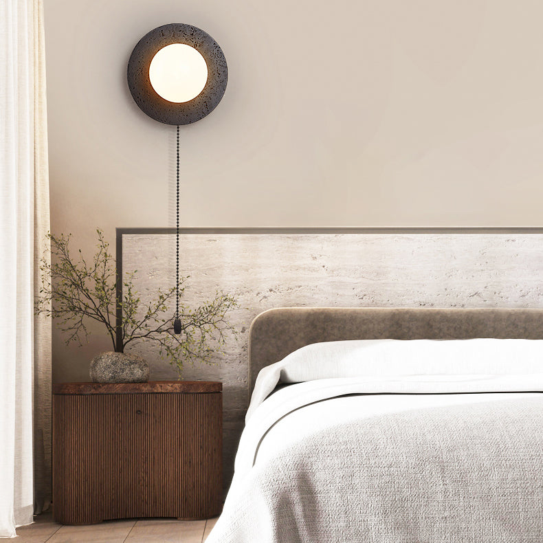 Deco Black Travertine Glass 1 - Light Wall Sconce Lamp