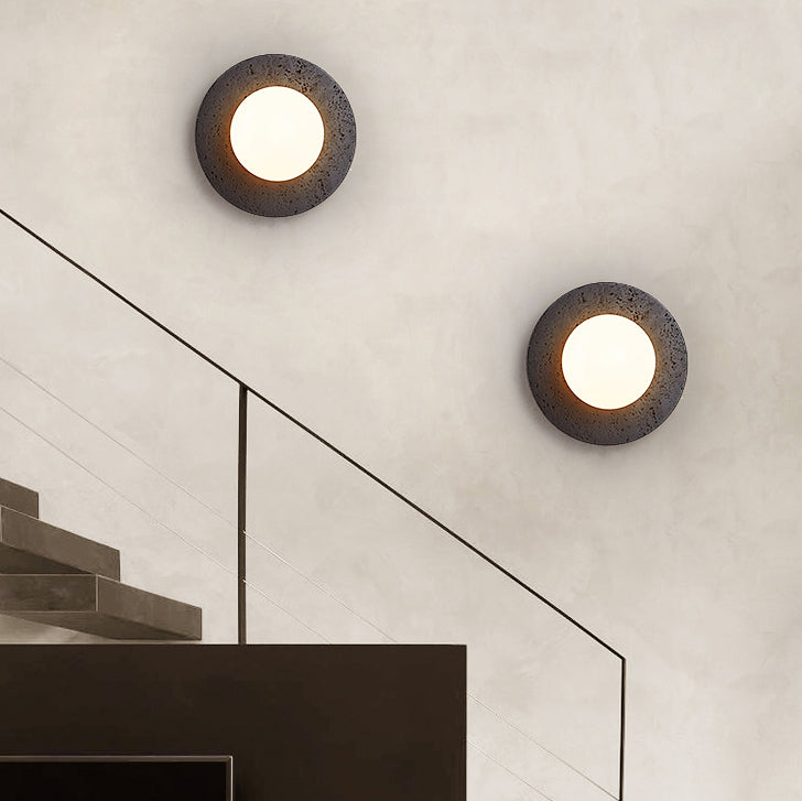 Deco Black Travertine Glass 1 - Light Wall Sconce Lamp