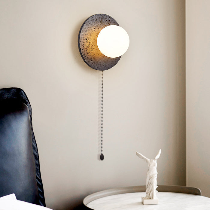 Deco Black Travertine Glass 1 - Light Wall Sconce Lamp