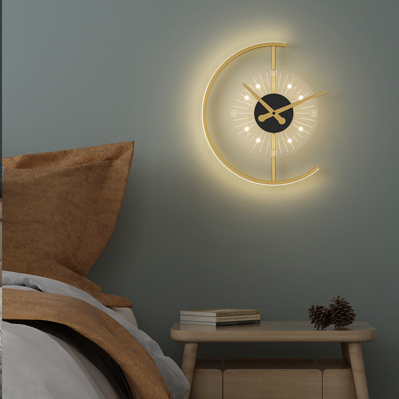 Nordic Clock Shape Acrylic Iron LED Wall Sconce Lamp