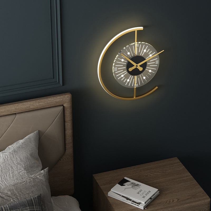 Nordic Clock Shape Acrylic Iron LED Wall Sconce Lamp