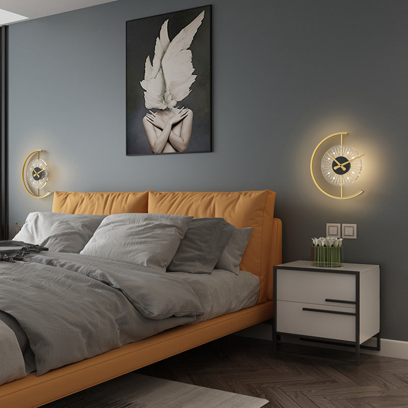 Nordic Clock Shape Acrylic Iron LED Wall Sconce Lamp