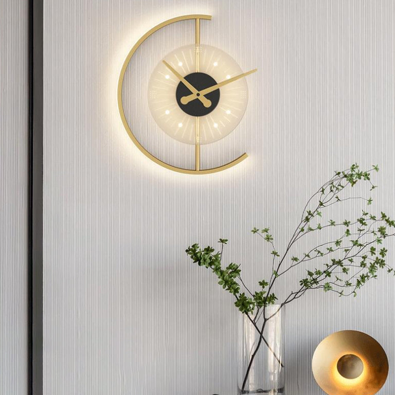 Nordic Clock Shape Acrylic Iron LED Wall Sconce Lamp