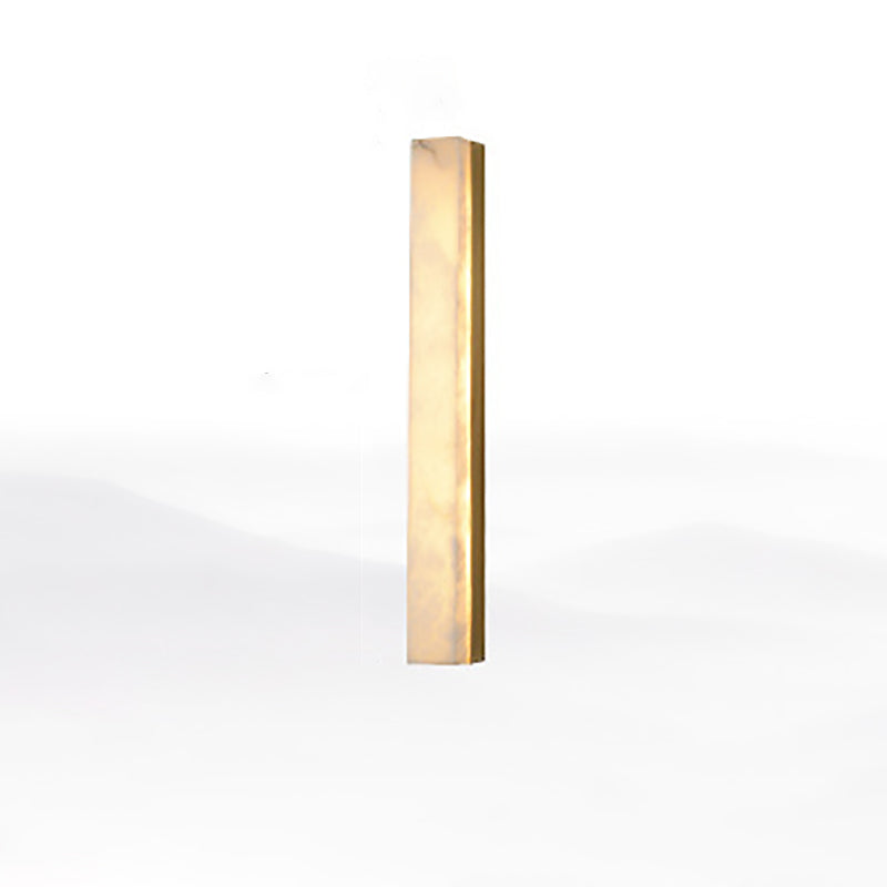 Chinese Long Strip Copper Marble LED Wall Sconce Lamp