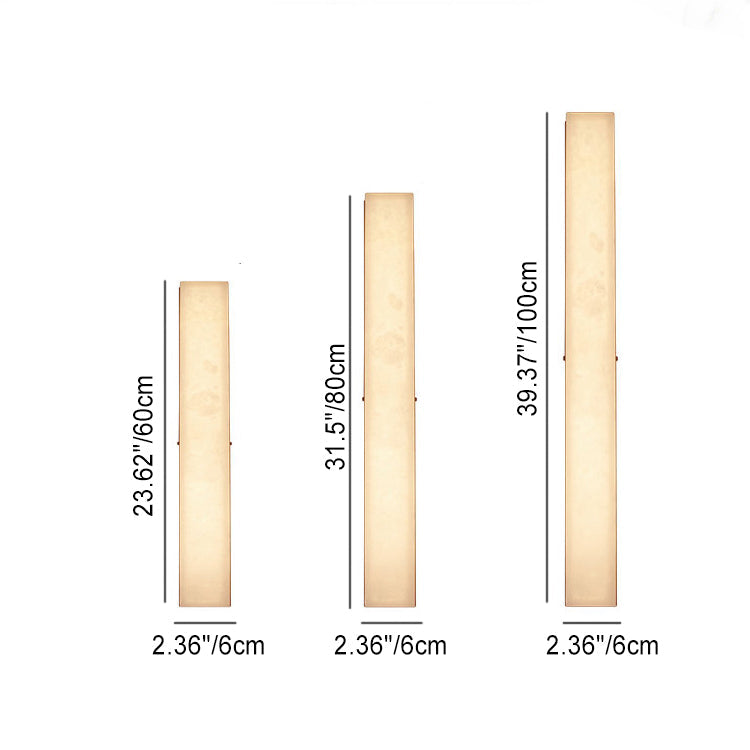 Chinese Long Strip Copper Marble LED Wall Sconce Lamp