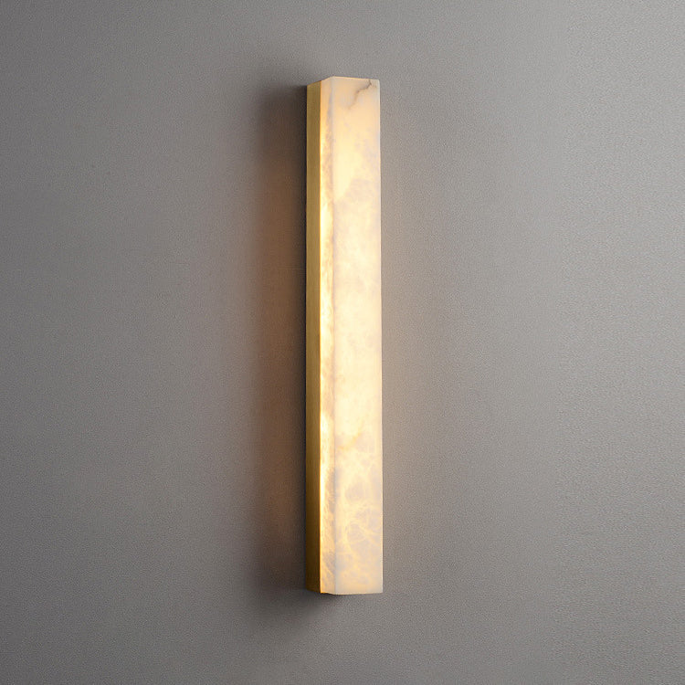 Chinese Long Strip Copper Marble LED Wall Sconce Lamp