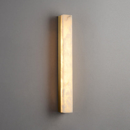 Chinese Long Strip Copper Marble LED Wall Sconce Lamp