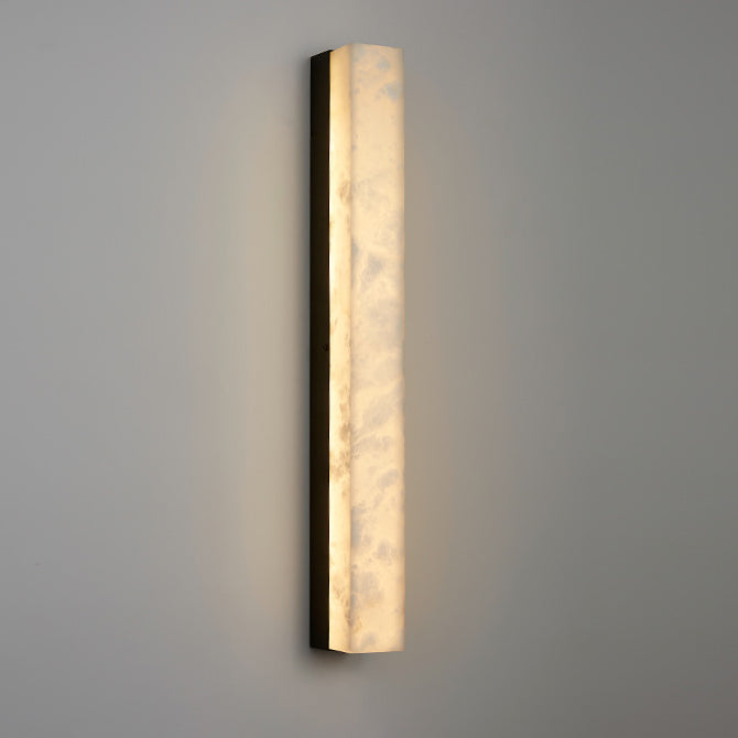 Chinese Long Strip Copper Marble LED Wall Sconce Lamp