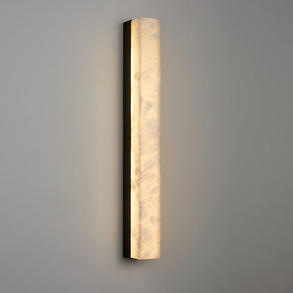 Chinese Long Strip Copper Marble LED Wall Sconce Lamp