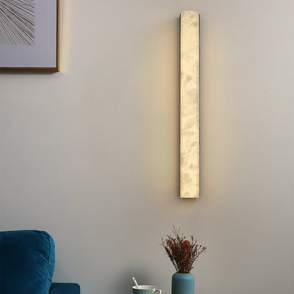 Chinese Long Strip Copper Marble LED Wall Sconce Lamp