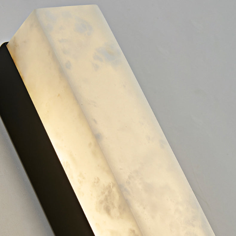 Chinese Long Strip Copper Marble LED Wall Sconce Lamp