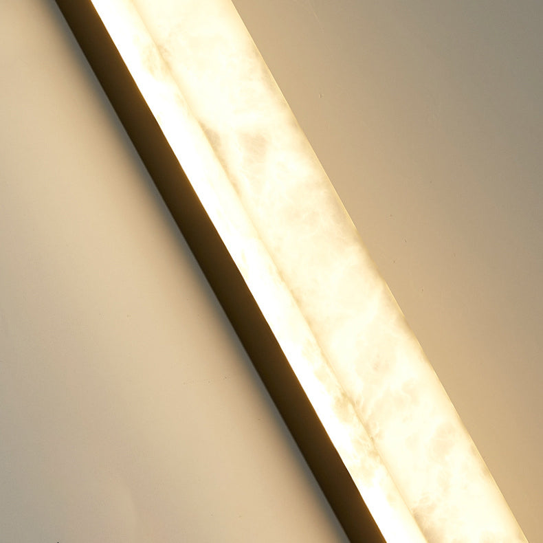 Chinese Long Strip Copper Marble LED Wall Sconce Lamp