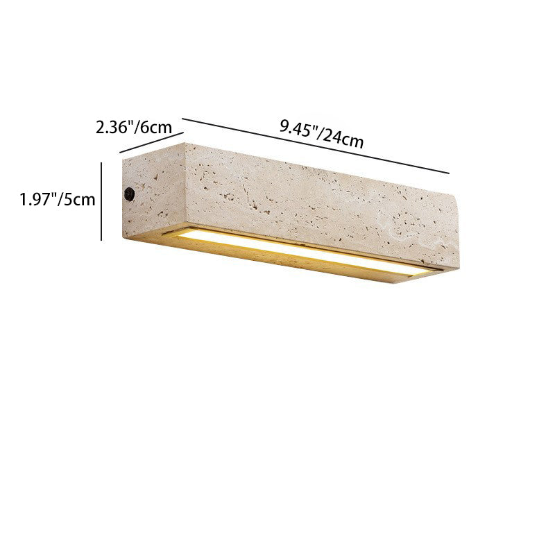 Rectangle Cube Yellow Travertine LED Wall Sconce Lamp