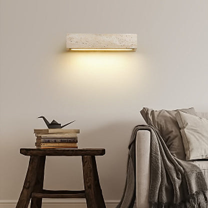Rectangle Cube Yellow Travertine LED Wall Sconce Lamp