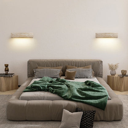 Rectangle Cube Yellow Travertine LED Wall Sconce Lamp