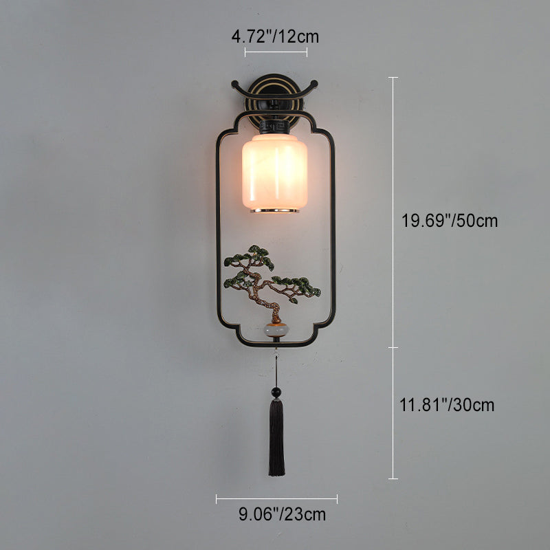 Chinese Deer Iron Hardware Glass 1 - Light Wall Sconce Lamp