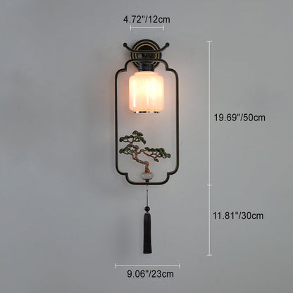 Chinese Deer Iron Hardware Glass 1 - Light Wall Sconce Lamp