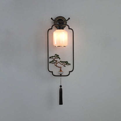 Chinese Deer Iron Hardware Glass 1 - Light Wall Sconce Lamp