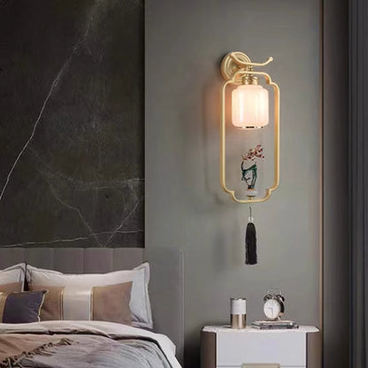 Chinese Deer Iron Hardware Glass 1 - Light Wall Sconce Lamp