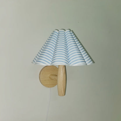 Umbrella Lampshade Wood Base PVC 1 - Light Wall Sconce Lamp