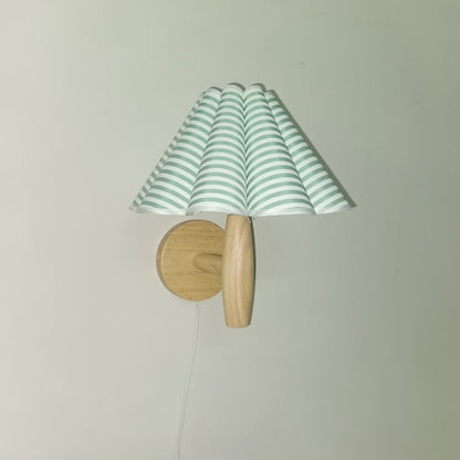 Umbrella Lampshade Wood Base PVC 1 - Light Wall Sconce Lamp