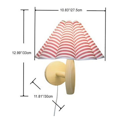 Umbrella Lampshade Wood Base PVC 1 - Light Wall Sconce Lamp