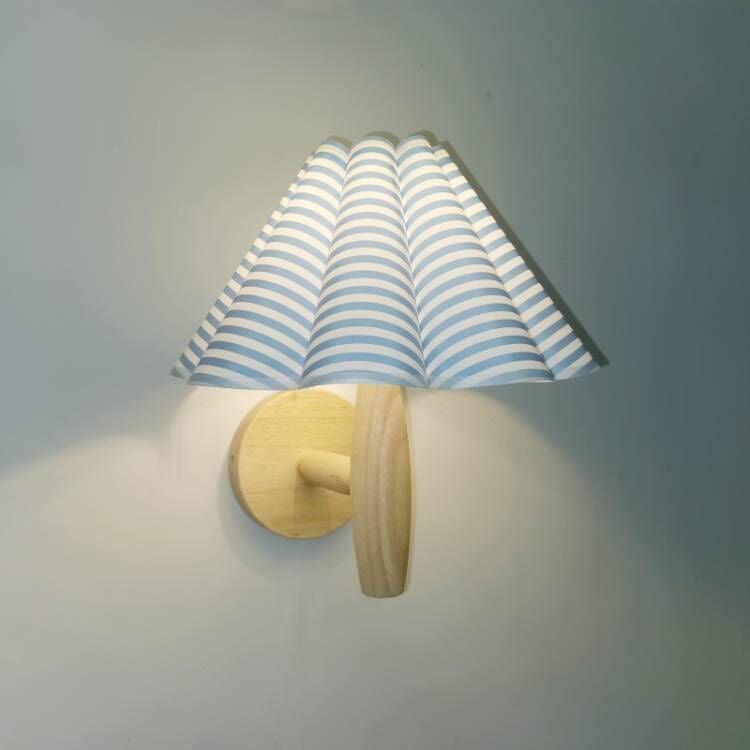 Umbrella Lampshade Wood Base PVC 1 - Light Wall Sconce Lamp