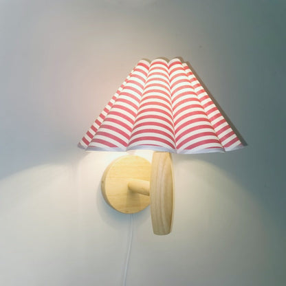 Umbrella Lampshade Wood Base PVC 1 - Light Wall Sconce Lamp
