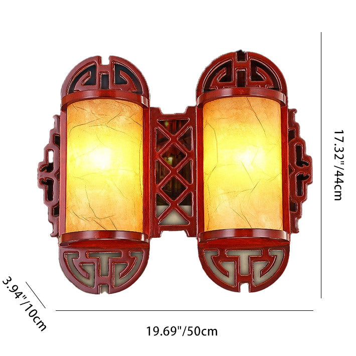 Chinese Lampshade Wood 1/2 - Light Wall Sconce Lamp