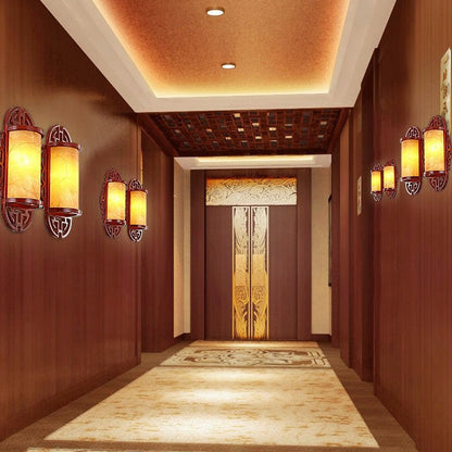 Chinese Lampshade Wood 1/2 - Light Wall Sconce Lamp
