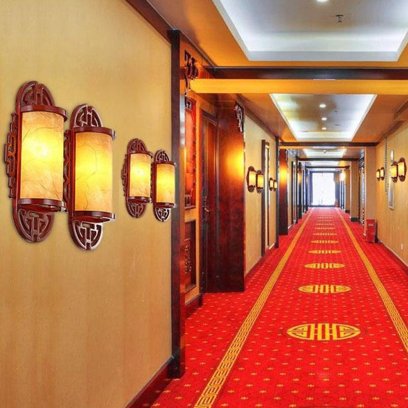 Chinese Lampshade Wood 1/2 - Light Wall Sconce Lamp
