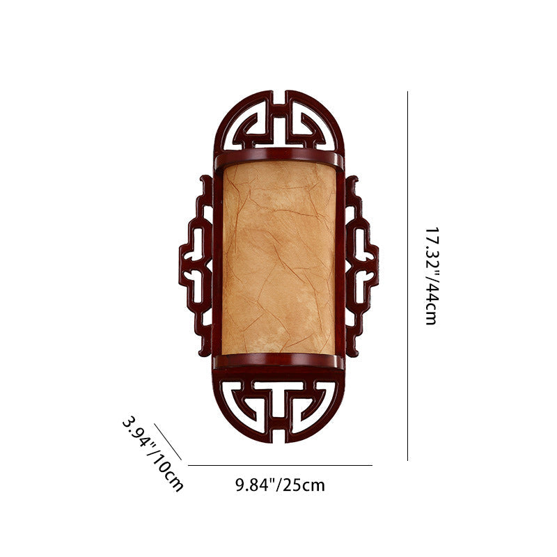 Chinese Lampshade Wood 1/2 - Light Wall Sconce Lamp