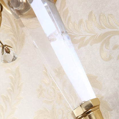 French Fabric Lampshade Crystal 2 - Light Wall Sconce Lamp