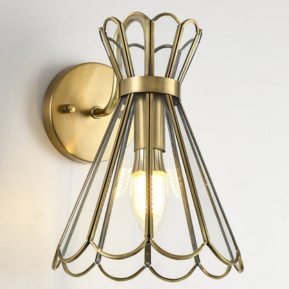 Retro Cone Full Copper Glass 1 - Light Wall Sconce Lamp