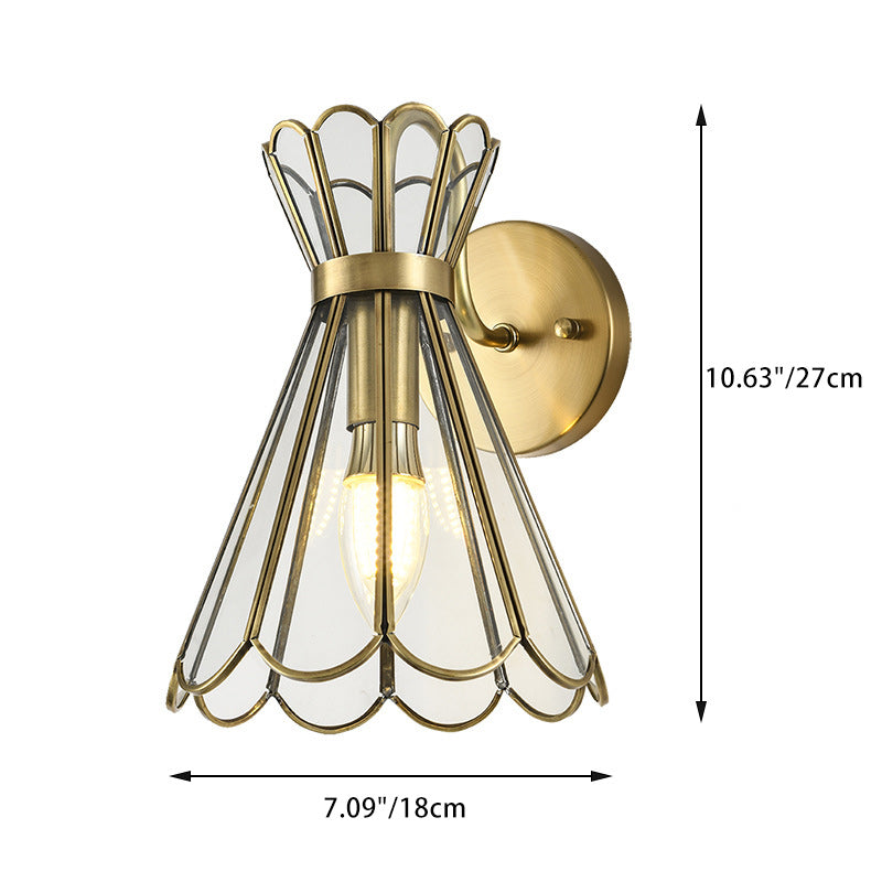 Retro Cone Full Copper Glass 1 - Light Wall Sconce Lamp
